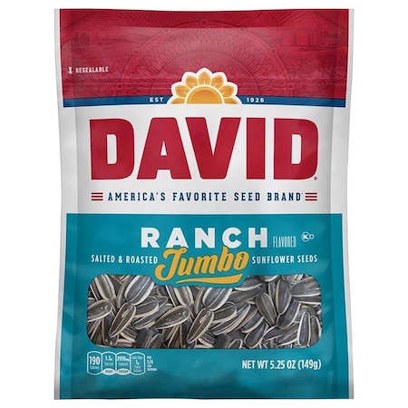 Davids David's Jumbo Ranch Sunflower Seeds 5.25 oz Bagged, PK12 496526